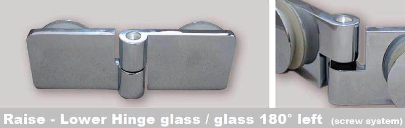 Raise - Lower Hinge glass / glass 180° left